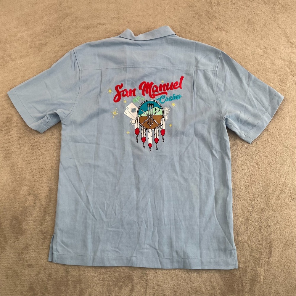 Tommy Bahama Royal Bermuda IslandZone Camp Shirt Small Blue San Manuel Casino